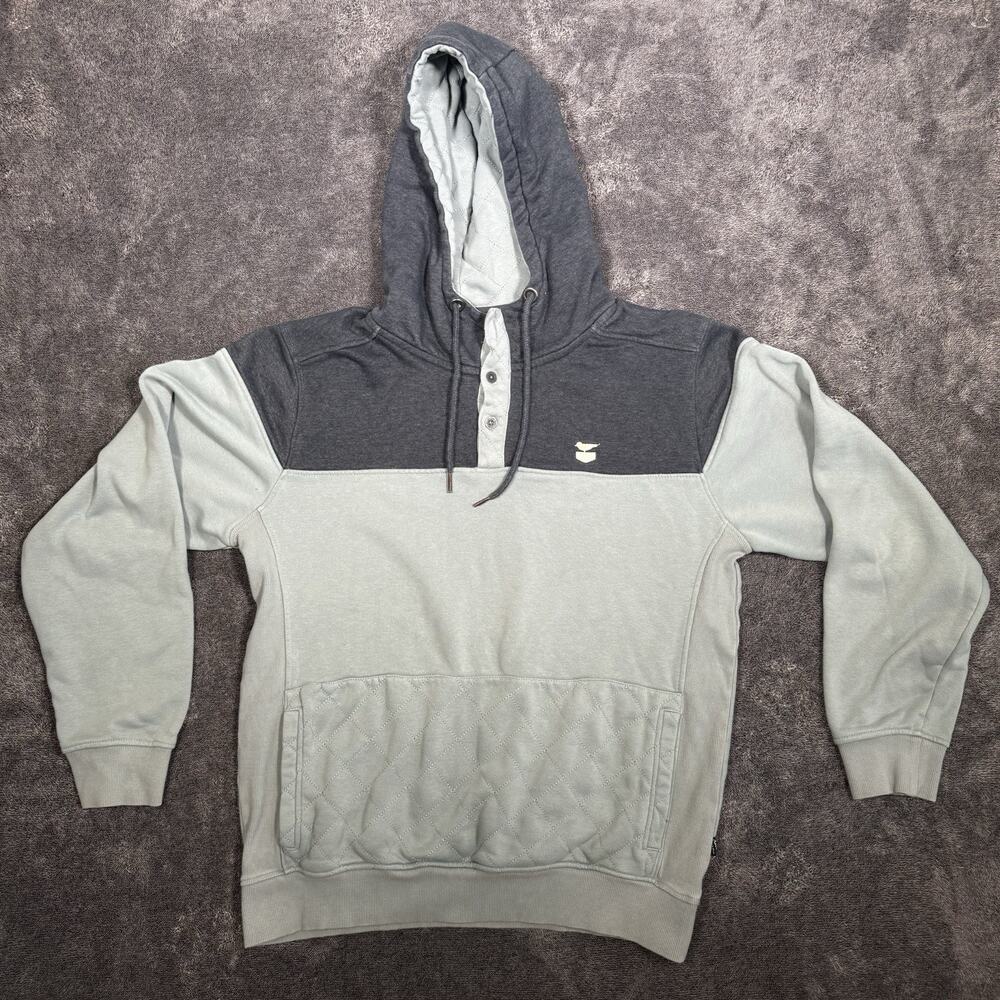 Jetty Marine Supply Quilted Henley Hoodie Mens Large Coastal Surf Pullover